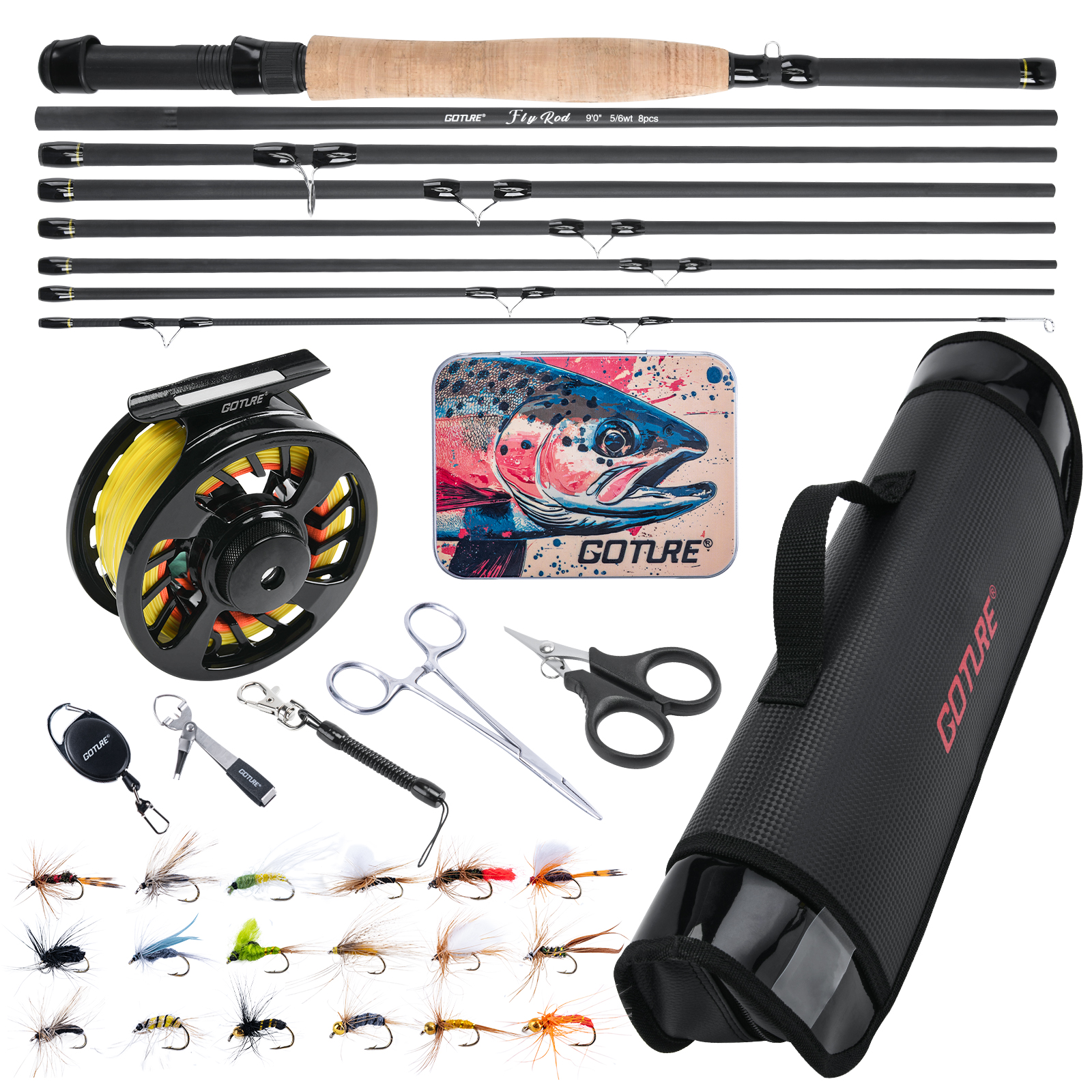 Goture Fly Fishing Rod and Ree - Fishing Line Spooler ulasan dan harga